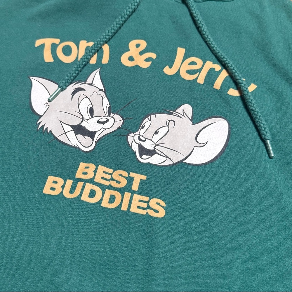 Tom & Jerry Green Graphic Hoodie Men’s Small Rare Cartoon Pullover Sweatshirt - Picture 3 of 8